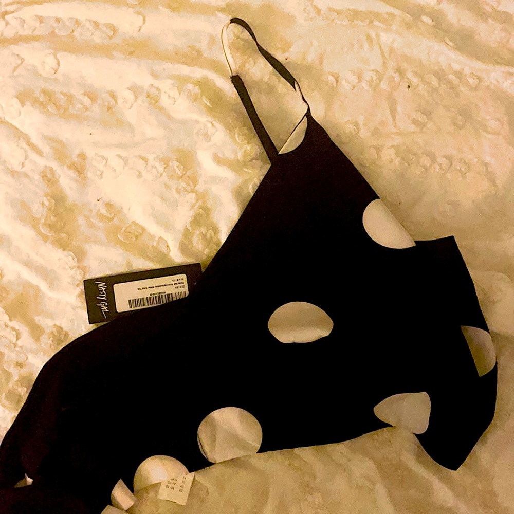 Asymmetric Halter Crop Top in POLKA DOTS